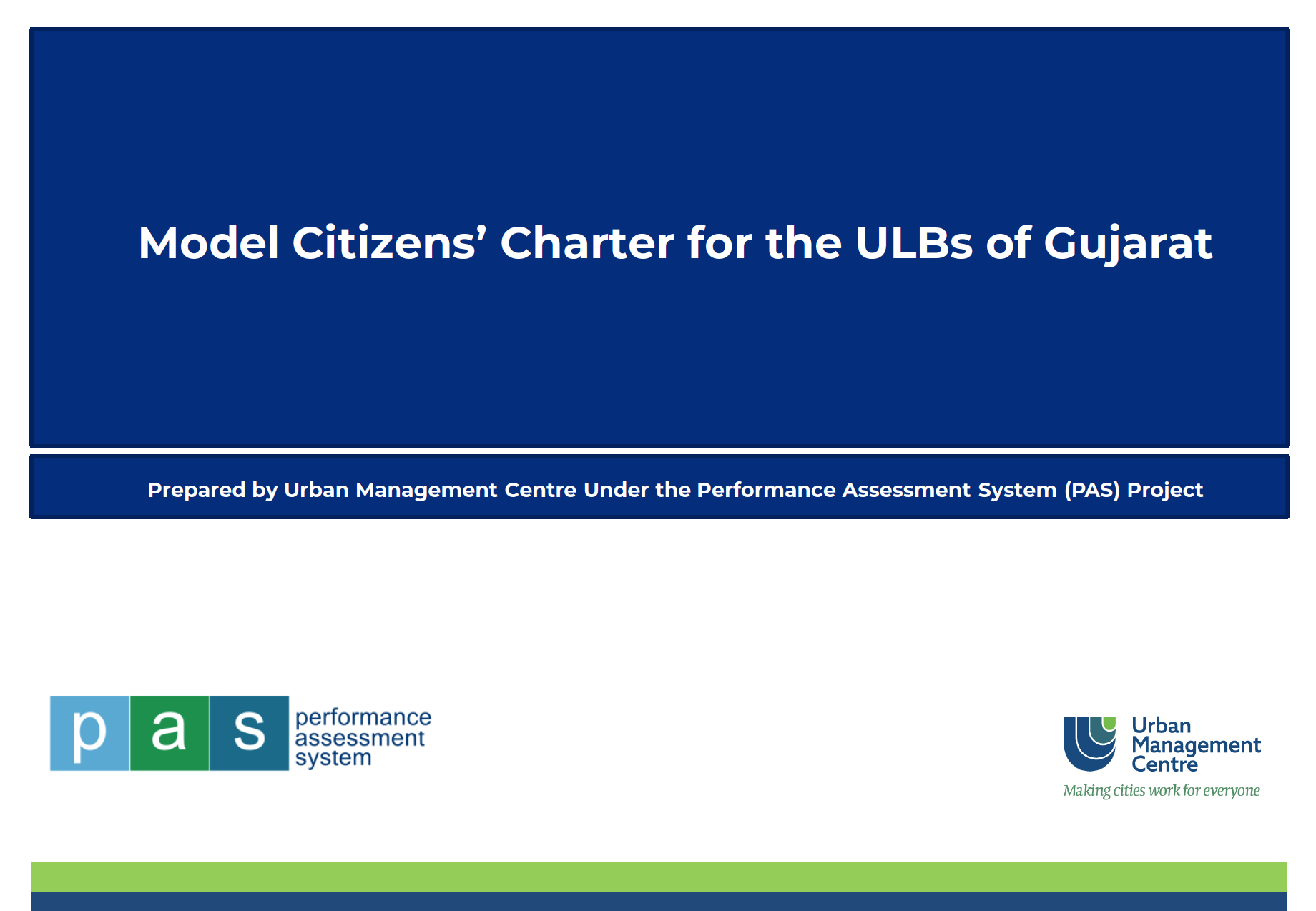Cover page_Model Citizens’ Charter for ULBs of Gujarat